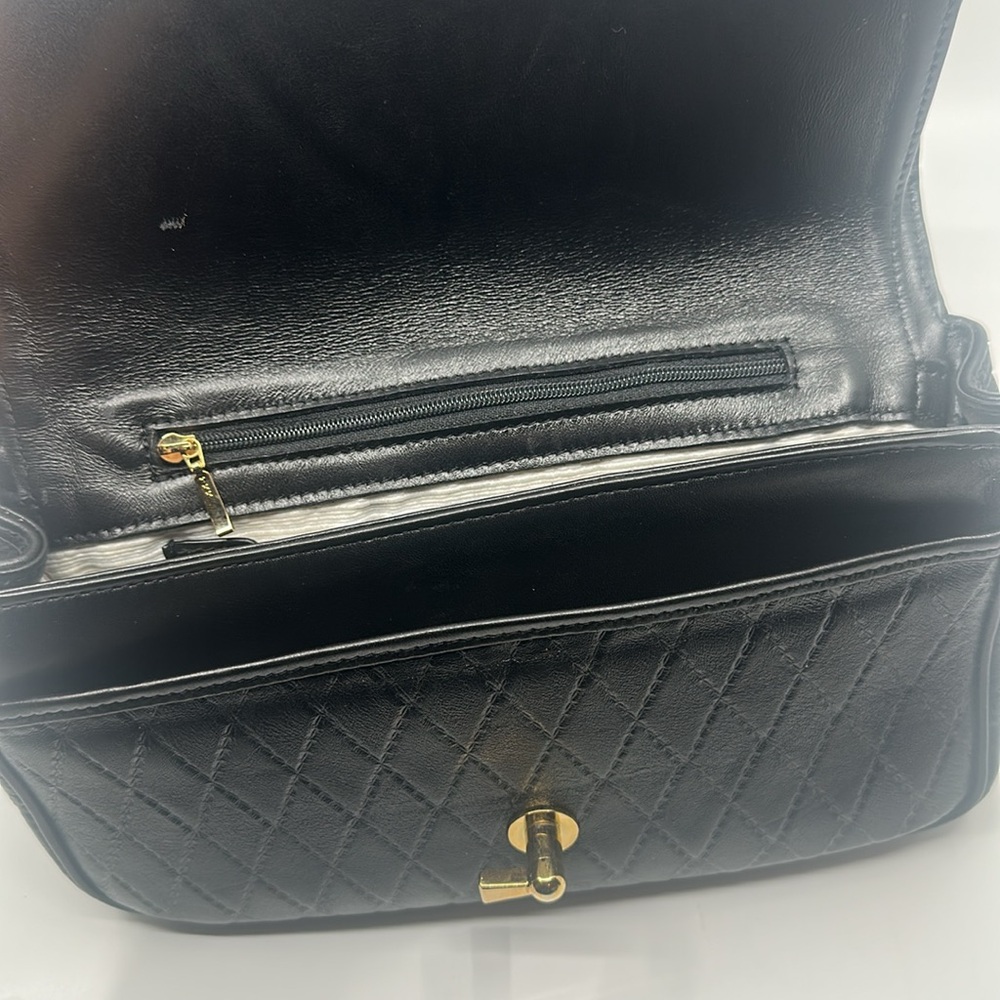 Elegant Black Quilted Genuine Leather Chain Bag - Picture 15 of 16